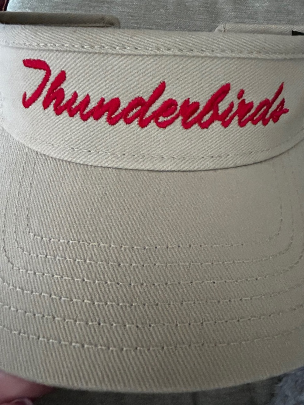 Otto Thunderbirds Logo Visor Hat Beige Adjustable Solid Unisex One Size Cotton